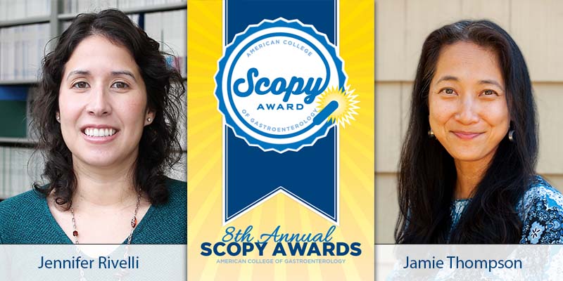 Image of the 2022 SCOPY Award with portrait photos of Jennifer Rivelli and Jamie Thompson