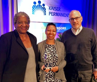 Dr. Fitzpatrick (center) with CHR’s Joyce Smith-McGee (left) and Dr. Stephen Fortmann (right), at the Portland Business Journal Health Care of the Future event