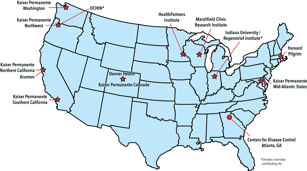 Illustrated map of the continental United States that shows RSV partner locations