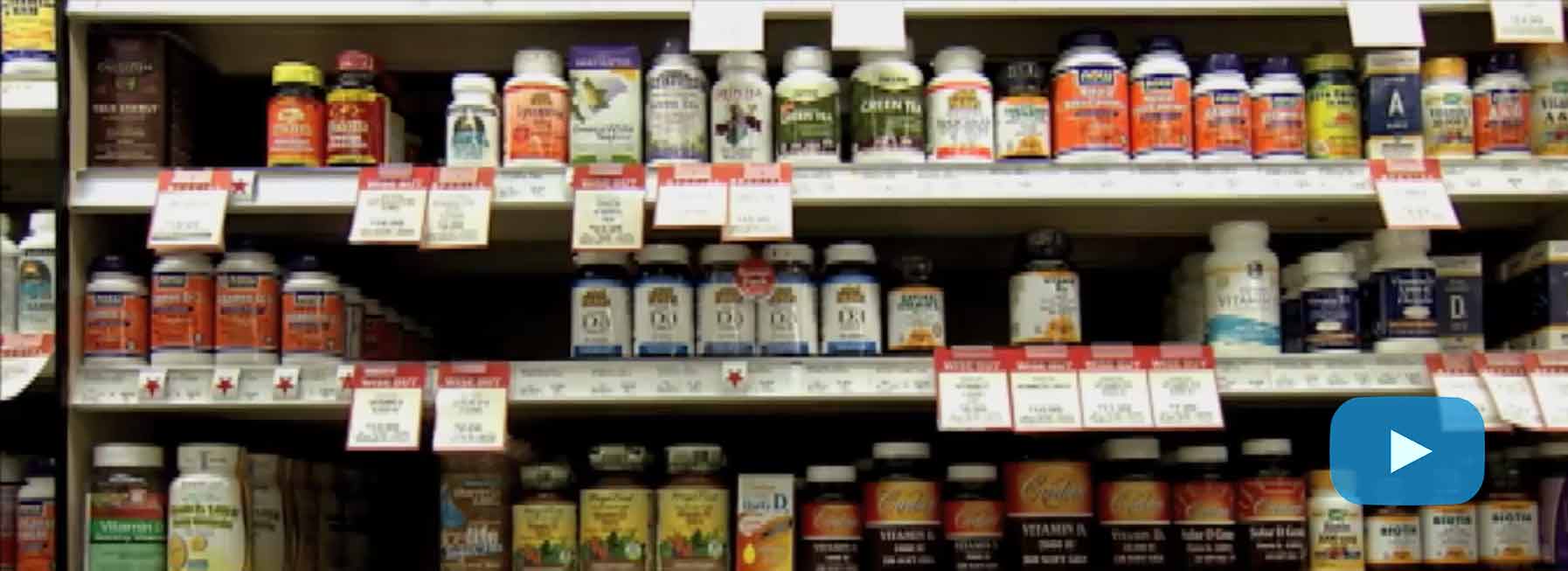 Pharmaceuticals on a shelf